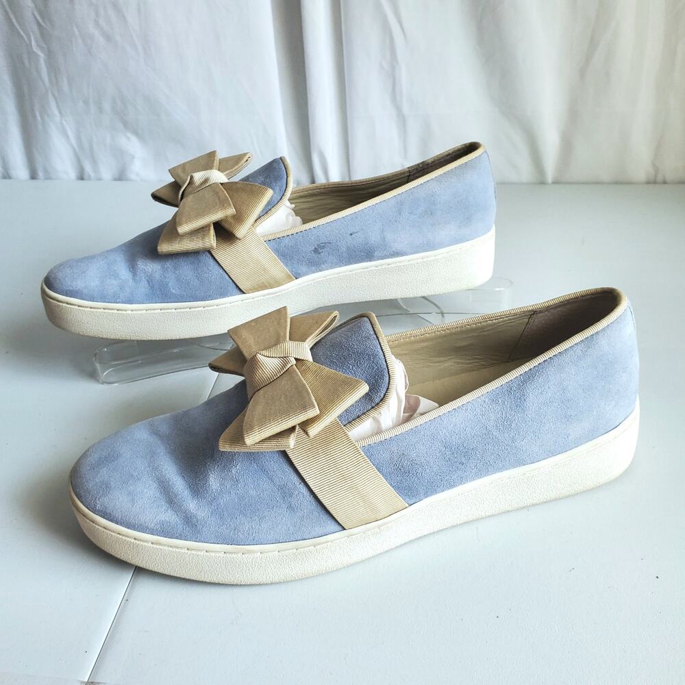 Michael Kors Collection Blue Suede Sneaker Shoe 9 M Bow Slip On Coastal Casual - Picture 3 of 12